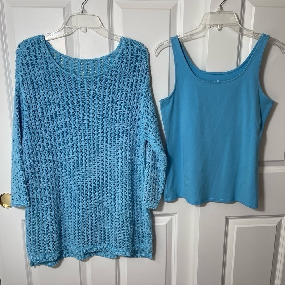 J. Jill Two-Piece Crochet Cotton Sweater and Tank Set - Picture 4 of 16